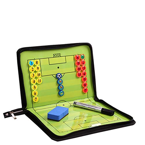 RoseFlower Trainer Taktikmappe Fussball, Professional Faltbares Fußball Taktikmappe Taktiktafel Coach-Board mit Magnete, Stifte und Radiergummi (Größe: 53cm x 31cm)