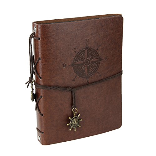 XIUJUAN Fotoalbum zum Selbstgestalten Vintage Leder Scrapbook Album Schwarze Seiten Fotobuch zum Einkleben Retro Diy Fotoalben Selbst Gestalten Buch Gästebuch Stammbuch, Vatertagsgeschenk Geburtstagsgeschenke Jahrestag Geschenk für Frauen Männer, Kompass, Klein Braun
