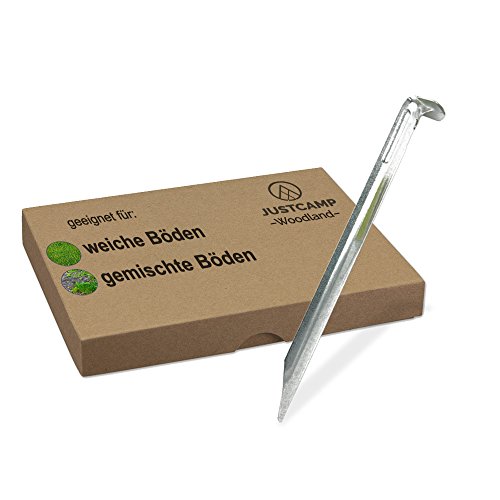 Zeltheringe Justcamp Woodland, Erdnägel, Heringe, Stahl, Verzinkt - 22 cm [12 Stück]