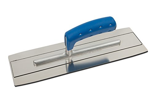 TREBI Doppelblatt Edelstahl-Glättekelle Softgriff blau 350 x 110 mm - Doubleflex - Profi Qualität - Made in Germany