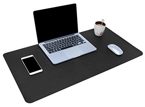 Multifunktionales Office Mauspad, YSAGi Wasserdichte Schreibtischunterlage aus PU-Leder, Ultradünnes Mousepad zweiseitig nutzbar, ideal für Büro und Zuhause (Schwarz 80 * 40 cm)