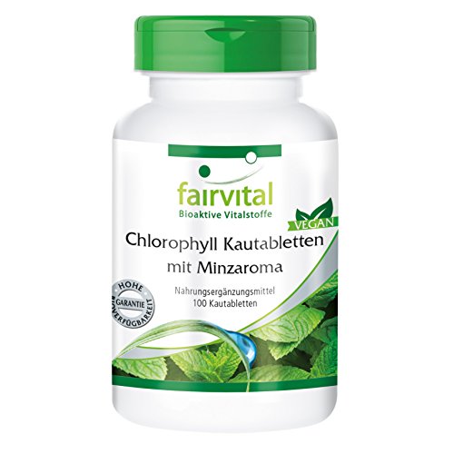 Chlorophyll Kautabletten mit Minzaroma, vegan, 100 Kautabletten mit Pfefferminz-Aroma, für frischen Atem und freies Durchatmen