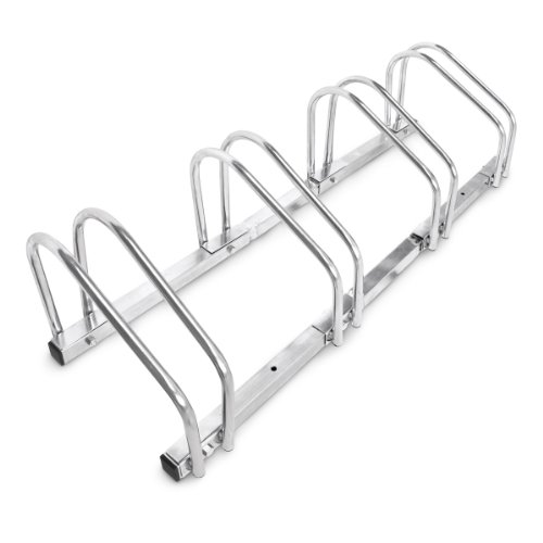Relaxdays Fahrradständer, Für 4 Fahrräder, Boden- und Wandmontage, Mehrfachständer, HBT: ca. 26 x 100 x 32 cm, silber