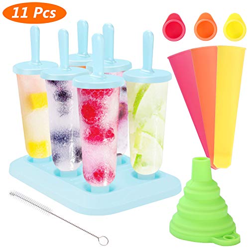 AimTop Eisformen, Stieleisformer 6 Stück EIS am Stiel Formen und 3 Stück Eislutscher Formen aus Silikon BPA Frei, Popsicle Formen Set mit Reinigungsbürste und Falttrichter