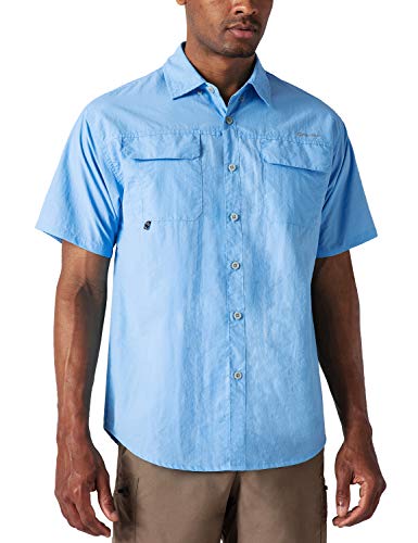 NAVISKIN Herren Kurzarm Hemd Sonnenschutz UPF 50+ Kurzarmshirt Halbarm Funktionshemd schnelltrocknend Wanderhemd Bluebell Größe L