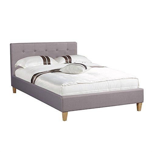 Polsterbett ADELE Einzelbett 120x200 cm Bettgestell Designbett inklusive Rollrost, Stoffbezug in grau