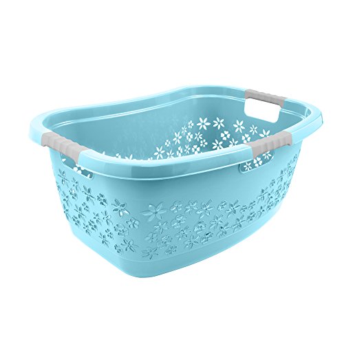 keeeper lasse Wäschekorb Ergonomisch mit Softgriffen 50 l, Plastik, Aqua Blau, 65 x 28.5 x 45 cm