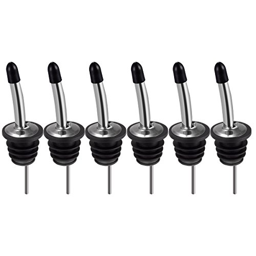 6 Stück Edelstahl Flaschenausgießer Set, Ausgießer für Flaschen Wein Öl Flasche Stopfen mit konischer Tülle, ideal für Bar, Pub, Bistro, Zuhause Öl-Ausgießer