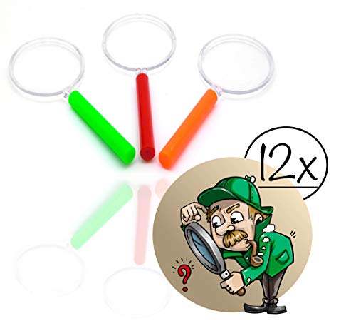 L+H 12x Lupen Set Kinder gemischte Farben| Lupe f. Forscher & Detektive zum erforschen von Insekten Pflanzen usw. | Taschenlupe als Mitgebsel Mitbringsel Gastgeschenk Giveaways zum Kindergeburtstag