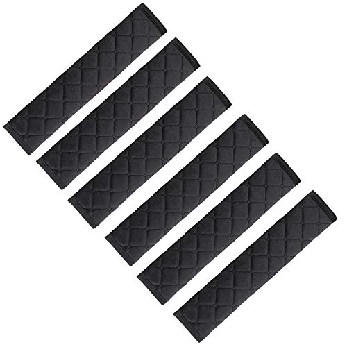 NEPAK 6 Pack Gurtschoner,Gurtpolster Auto Kinder, Auto Sicherheitsgurt Schulterpolster,für Sitzgurt im Auto für mehr Komfort auf der Reise,Schwarz