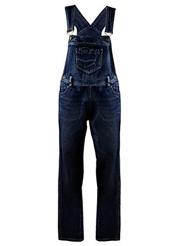 Anna-Kaci Frauen Denim Klassisch Jeans Gerades Bein Taschen Jeanshose Latzhose