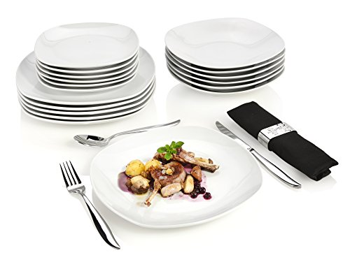 Sänger Tafelservice 'Bilgola' aus Porzellan 18 teilig | Tellerset für 6 Personen | Modernes Design für stilbewusste Genießer