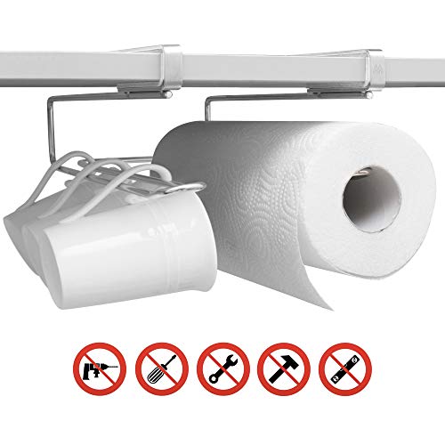 MisterMountain Universal Küchen Organizer - Premium Küchenhelfer aus Edelstahl ohne Bohren oder Schrauben - Tassenhalter, Utensilienhalter, Küchenrollenhalter