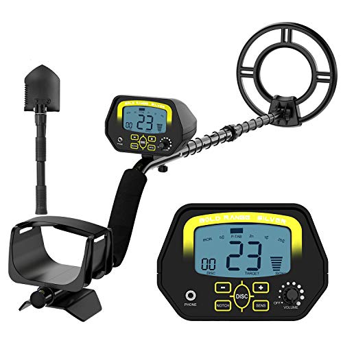 Metalldetektor, SAKOBS Metalldetektor für Einsteiger, Profis und Kinder, Professionelles Metallsuchgerät mit Notch/Disc-Funktion, wasserdichter Spule, großem LCD Bildschirm, Faltschaufel & Rucksack