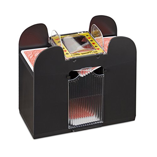 Relaxdays Kartenmischer elektrisch, 6 Decks, batteriebetrieben, Kartenmischmaschine, f. Pokern, Rommé und Skat, schwarz