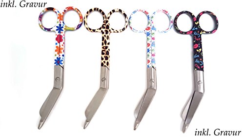 individuelle wertige Lister Verbandschere komplett aus rostfreiem Stahl, ca. 14,5cm mit persönlicher Gravur (Diverse)