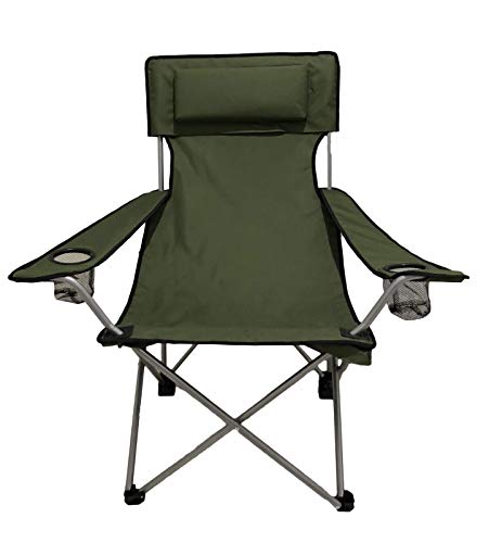 HOMECALL Camping Chair, foldable, green, Armrests with Cupholder