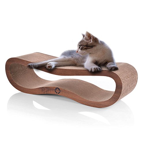 CanadianCat Company  | XXL Orbit 2.0 Lounge | walnuß | Kratzmöbel, Kratzbrett | Qualitäts-Pappe +Katzenminze | 84 X 24 X 23cm