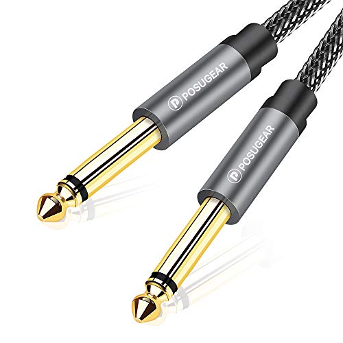 Gitarrenkabel, POSUGEAR 6.35mm Klinkenstecker Stecker Zum 6.35mm Klinkenstecker Stecker Mono Kabel Vergoldeten Unterstützt für elektronisches Klavier, Bassverstärker, Gitarre (2M)