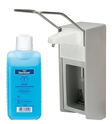 500 ml Wandspender Aluminium gebürstet von Medi-INN Wandhalter + Zubehör Auswahl Sterillium (Spender+Sterillium)