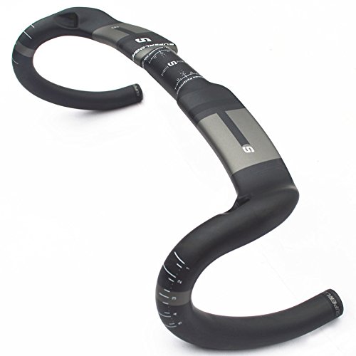 Zantec Fahrradzubehör Unisex Rennrad Lenker Gelenklose Carbon Fiber Bend Lenker Schwarz