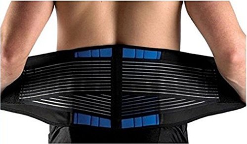 SUAVER Deluxe Neoprene Doppelriemen Rückenbandage Lendenwirbelstütze Bauch Bandage Linderung bei Ischias für Herren und Damen (Schwarz, XXXXXX-L /58-62')