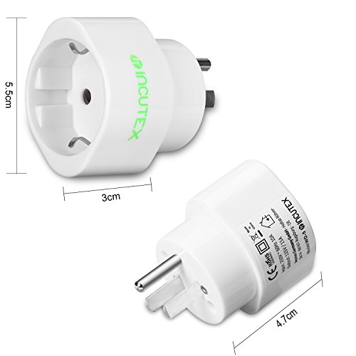 Incutex 2x USA Reiseadapter US Reisestecker EU USA Adapter travel plug usa Typ B Steckdosenadapter USA Kanada, weiß