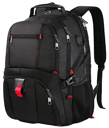 17 Zoll Laptop Rucksack, langlebige große Kapazität TSA Scansmart Computer Reise Laptop Rucksack mit USB Ladeanschluss, wasserdicht Schulrucksack für Männer Frauen Damen, passt Dell HP Asus Laptop, schwarz