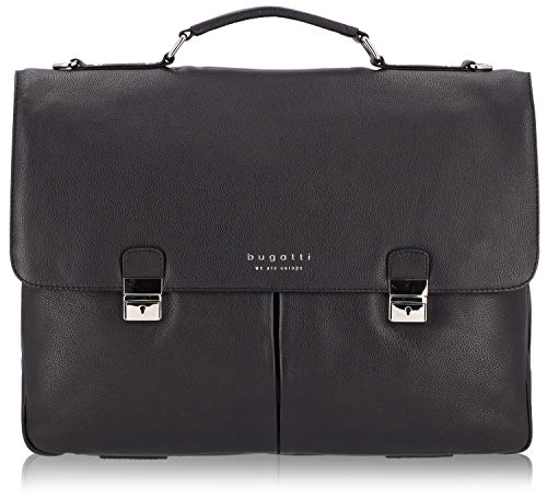 Bugatti Valencia Aktentasche XL Leder 3-Hauptfächer 43 cm Laptopfach