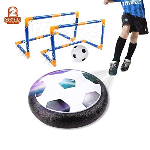 amzdeal Air Football Set inkl.1 x Luftkissen Fußball + Mini Fußball +2* Fußballtor + Ball Pumpe LED Beleuchtung Und Musik Air Power Fußball Hover Ball Set