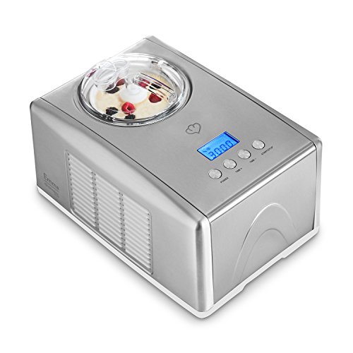 Eismaschine Emma 1,5 L mit selbstkühlendem Kompressor 150 Watt von Springlane Kitchen Ice-Cream-Maker aus Edelstahl mit Abschaltautomatik, entnehmbarem Eisbehälter, Antihaftversiegelung & LCD Display