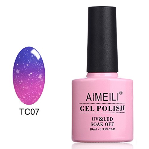 AIMEILI UV LED Nagellack Thermo Gellack Temperatur Farbwechsel Gel Nagellack Glitzer Gel Polish - Aqua Mist (TC07) 10ml