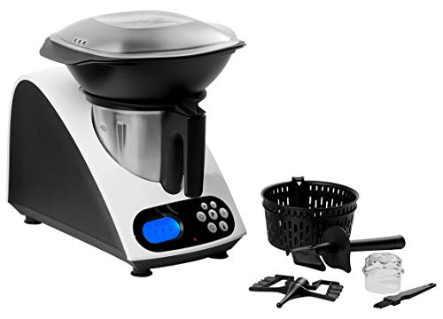 MEDION Küchenmaschine mit Kochfunktion, 1000 Watt Leistung, 2 Liter Edelstahlschüssel, Koch und Mixaufsatz, Dampfgaraufsatz, Rezeptbuch, MD 16361