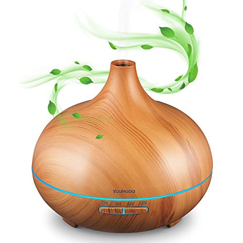 YOUNGDO Aroma Diffuser 500 ML, USB Diffusor Aromatherapie,Luftbefeuchter mit 7 Farben für Yoga, Salon, Wohn-, Schlaf-, Bade- oder Kinderzimmer, Hotel