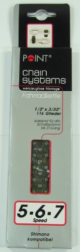 POINT Fahrrad Kette 116 Glieder ~ für 5-/6-/7-fach Zahnkranz ~ passend für Ketten-Schaltsysteme bis 21-Gang