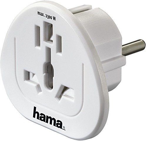 Hama Reisestecker zum Anschluss ausländischer Geräte (z.B. UK,USA,China,Italien,Schweiz,u.v.m.) an deutsche Schutzkontakt-Steckdosen (auch für Spanien,Frankreich,u.v.m.) Reise-Adapter weiß
