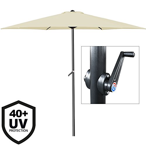 Deuba Sonnenschirm• Aluminium • Ø300cm • mit UV-Schutz 40+ • inkl. Kurbel + Dachhaube • mit Neigevorrichtung • beige - Kurbelsonnenschirm Marktschirm Gartenschirm