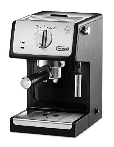 De'Longhi ECP 33.21 Espresso Siebträgermaschine | Siebträgerhalter mit Aluminium Finish | Milchschaum Düse | Filtereinsatz für 1 oder 2 Tassen Espresso | Auch für Pads Geeignet | Schwarz-Silber