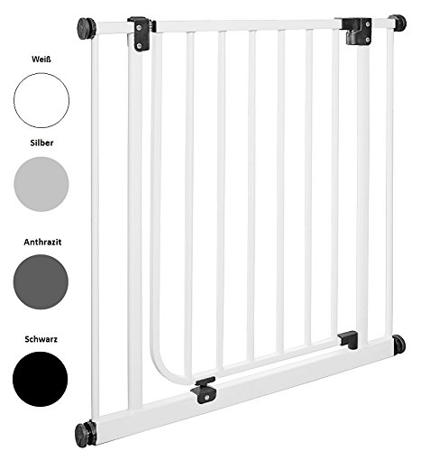 IMPAG Schutzgitter EASY STEP | 62 bis 222 cm | Treppenschutzgitter | Türschutzgitter | Absperrgitter | Klemmgitter | ohne Bohren | Automatik-Tür | 90° Feststell-Funktion | Öffnet in Laufrichtung (62 - 71 cm, Polar-Weiß)
