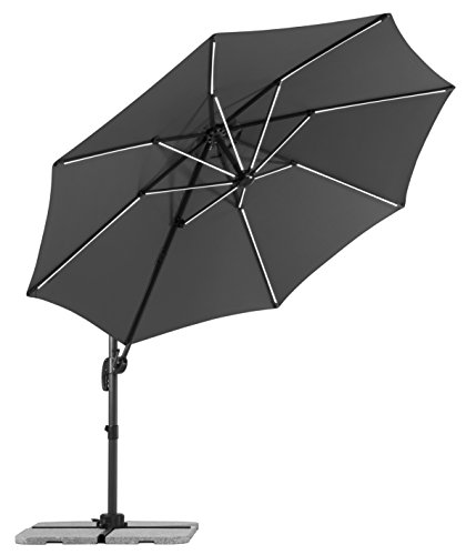 Schneider-Schirme rund Sonnenschirm Rhodos Blacklight, 8-teilig, Anthrazit, 356 x 300 x 255 cm