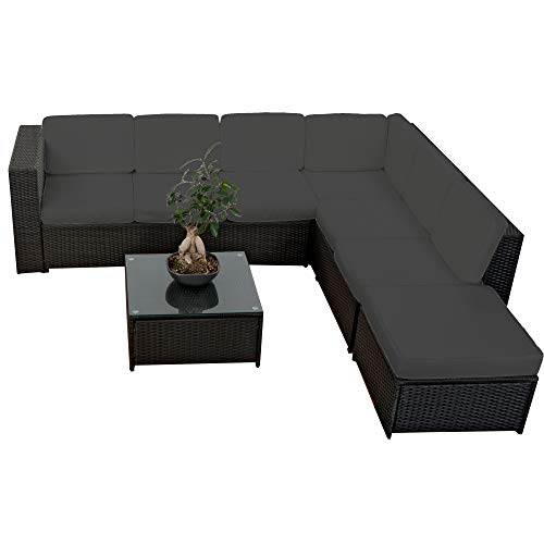 20tlg. Deluxe Lounge Garnitur Set Gruppe Polyrattan Sitzgruppe Gartenmöbel Loungemöbel  - handgeflochten - schwarz von XINRO