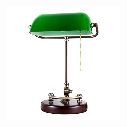 Best wishes shop tischleuchte- Traditional Antique Banker Schreibtisch Leselampe mit massivem Holz und grünen Glasschirm (Pull-Line-Schalter) E27