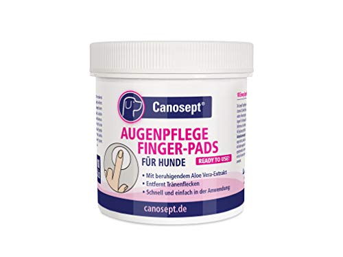 Canosept Augenpflege-Pads für Hunde / Mit Aloe Vera Extrakt / Fingerlinge zur Reinigung & Pflege des Augenumfelds / Gegen Schmutz und Tränenstein / 100 Stück