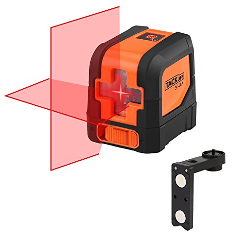 Tacklife SC L01 Klassischer Kreuzlinien- Laser mit Messbereich 10M und Neigungsfunktion, 110 Grad selbstnivellierenden Kreuzlinienlaser IP 54 Staub- und Spritzwasserschutz( inkl. Schutztasche)