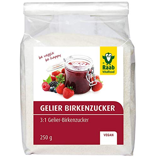 Raab Vitalfood Birken-Gelierzucker 3:1, Xylit, vegan, Zucker-Alternative, Süßungsmittel, zahnfreundlich, für Fruchtaufstriche, Marmelade, 250 g