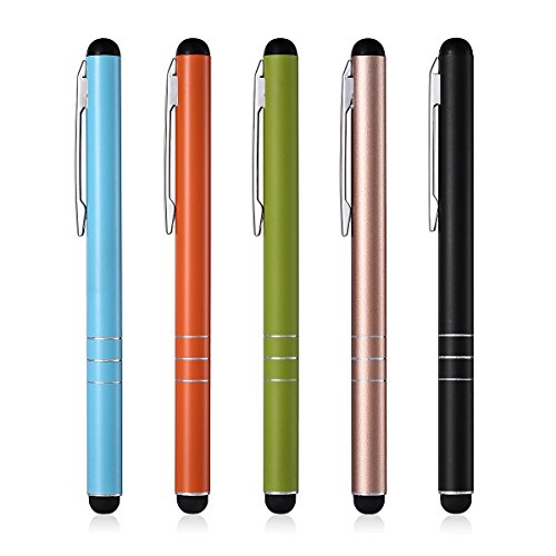 Poweradd 5 Stücke Eingabestift Touchstift Stylus für Iphone 5 4 4s,Ipad 4 3 Mini,Samsung Galaxy und alleTablets, Smartphones,Farbe：schwarz,weiß,grün,blau,orange