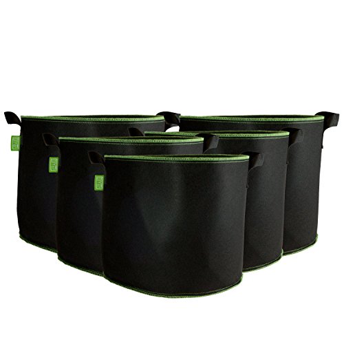 DIYer Pflanzsack aus Vliesstoff - 10 Gallonen, ca. 40 Liter - 5er Pack - Pflanztasche Kartoffelsack Pflanzbeutel - Die gesunde Alternative - Balkon, Garten und Terrasse - Kartoffeln, Tomaten, Kräuter, Blumen, Pflanzen