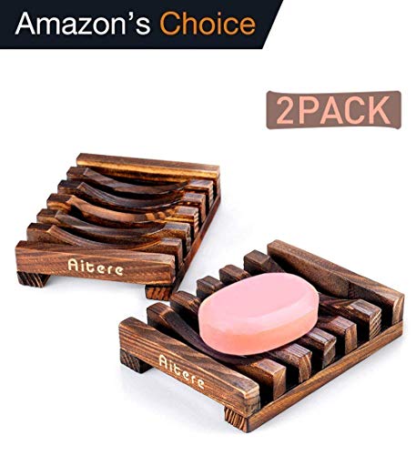 Aitere Seifenschalen für Bad / Dusche Seifenhalter Seifenschale seifenablage für Küche Home Badzubehör Handarbeiten Naturholz Seifenschale Seifenschale Halter, Schwämme, Scrubber