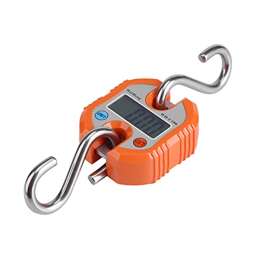 Digital Kranwaagen, Hakenwaage Mini tragbare Hängewaage mit LCD Anzeige für Reisen Koffer, Fischerei, Jagd im Freien(Orange)