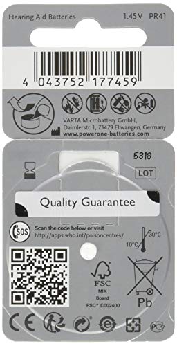 Powerone P312 Varta Hörgerätebatterie  (180mAh, 1,4Volt) -10er Set (60 Batterien)